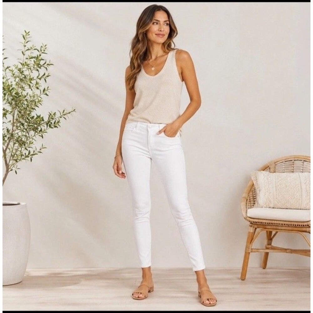 Democracy Ab Solution White Skinny Jeans Size 16 Stretch Tummy Control Ankle